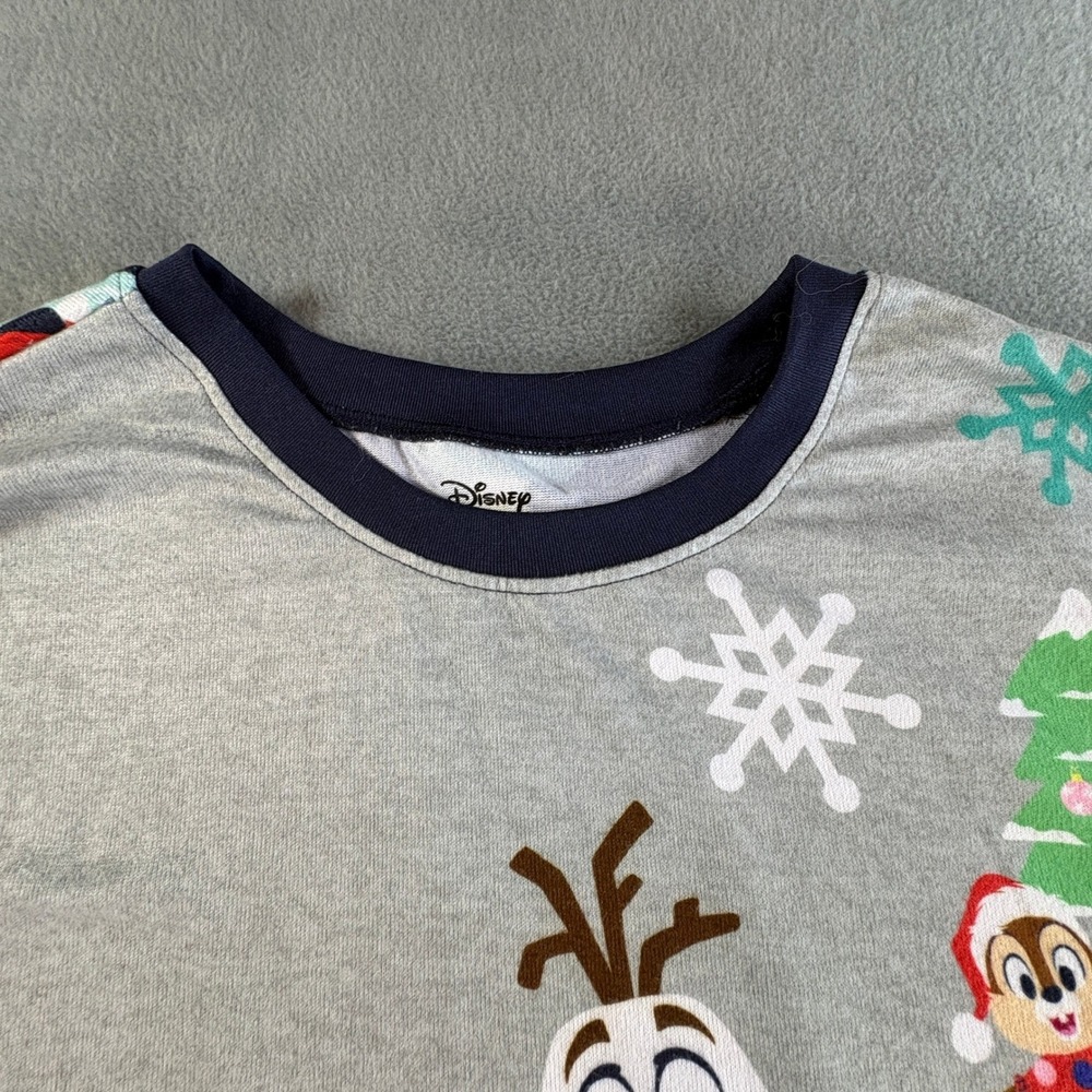 Disney 100 Christmas‎ Pajama Top XL Mickey Olaf Stitch Woody Holiday Long Sleeve - Picture 6 of 10